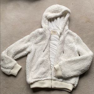 White fluffy winter jacket